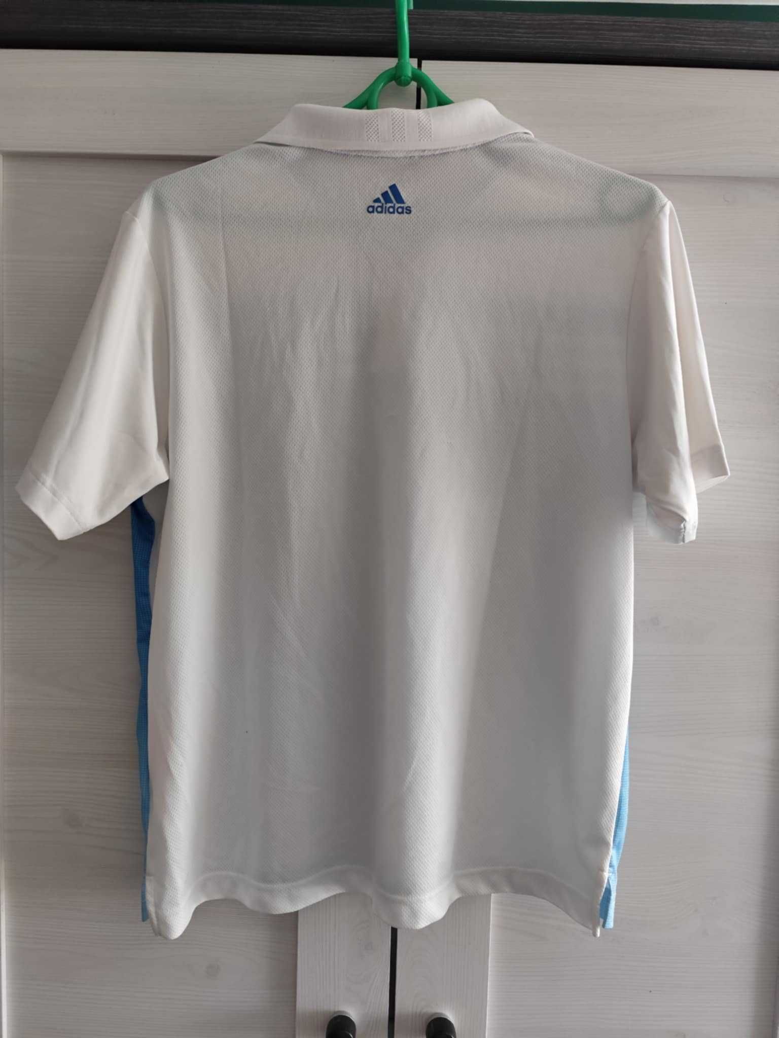 Koszulka chłopięca sportowa z kołnierzykiem Adidas roz 164