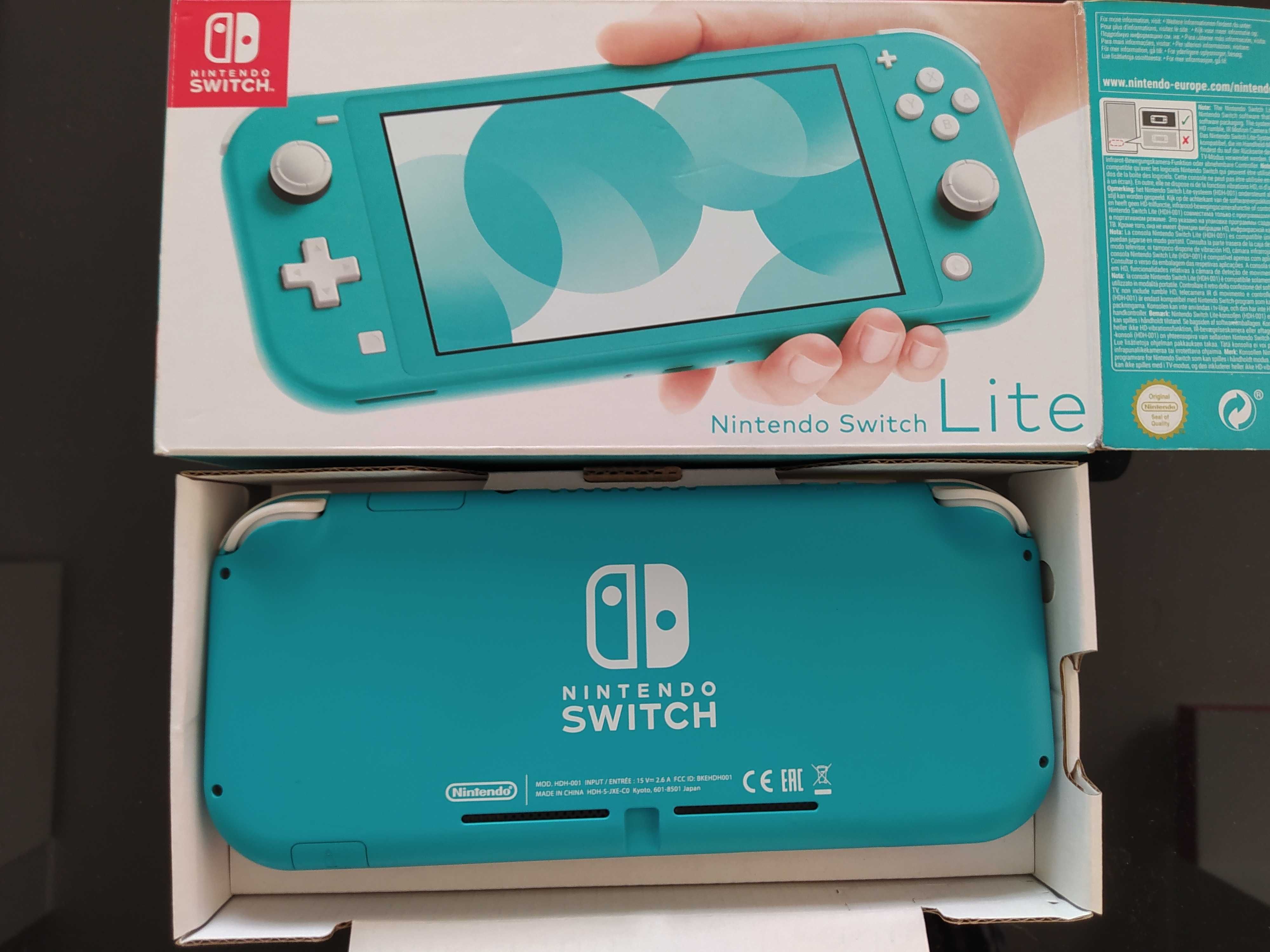 Nintendo Switch lite turkusowy komplet ładowarka pudełko szkło futerał