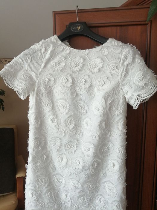 Sukienka mini Zara we wzory 3d M biała