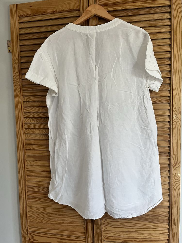 Sukienka damska H&M biała len wiskoza L