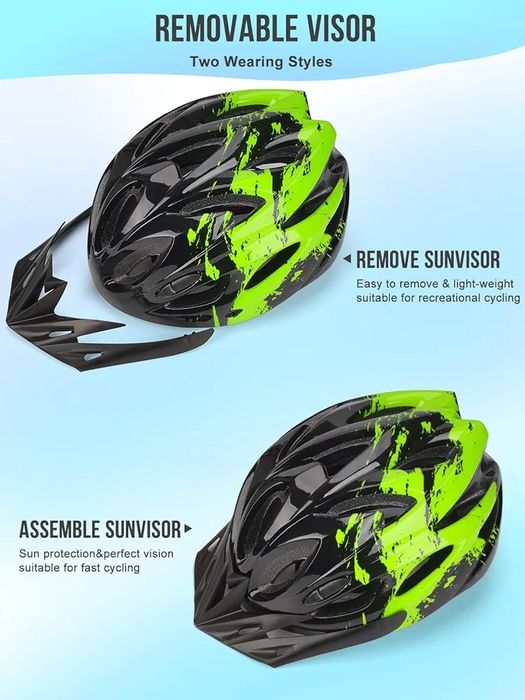 Opis! Kask rowerowy dla dzieci 48-52 cm czarno-zielony