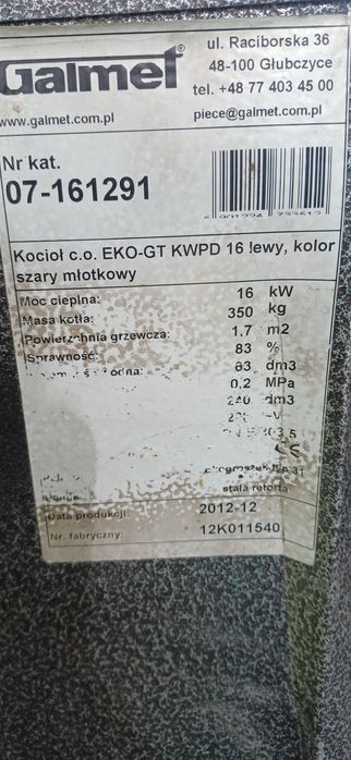 Części do pieca galmet 16kw