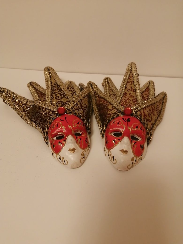 Maska ceramiczna zawieszka ręcznie malowana Stańczyk 2szt para komplet