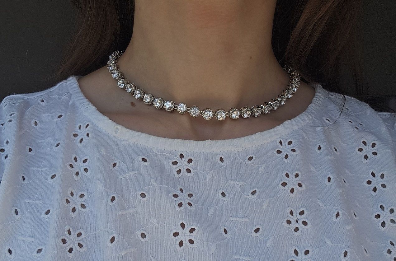 Conjunto prateado - brincos, colar, pulseira