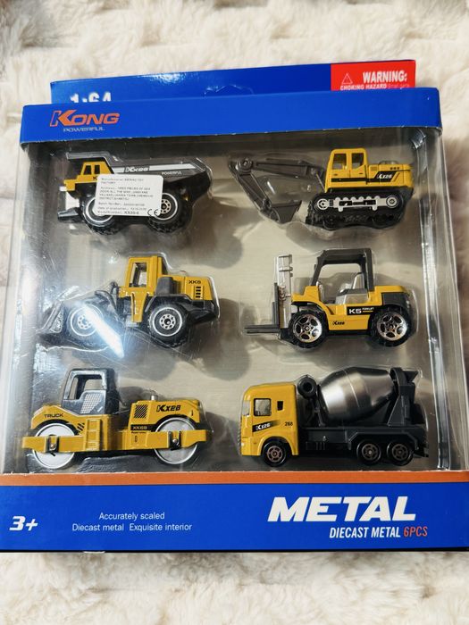 Autka metalowe budowlane 6 sztuk Prezent