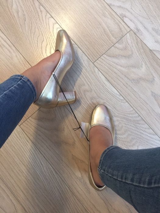 Obcasy buty wysokie złote szpilki h&m 37 botki