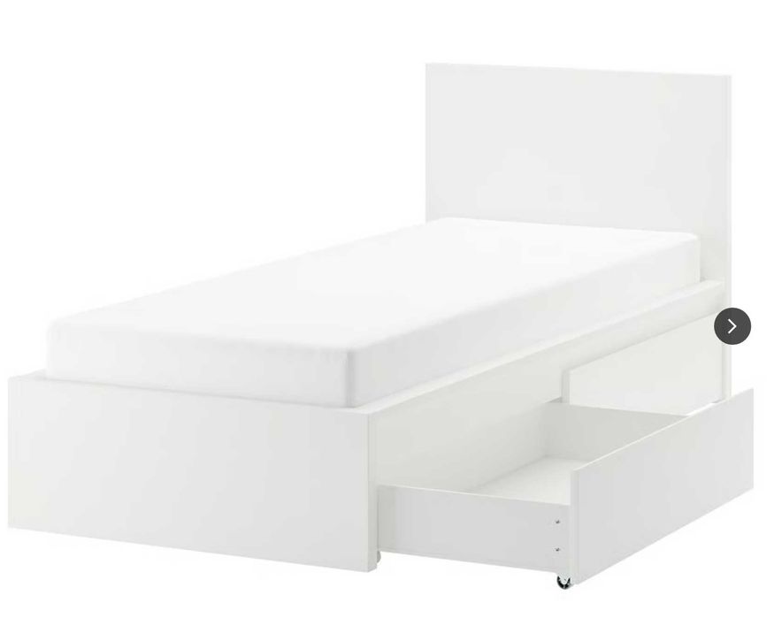 Cama alta de solteiro c/2 cx arrumação, branco/Luröy, 90x200 cm (MALM)