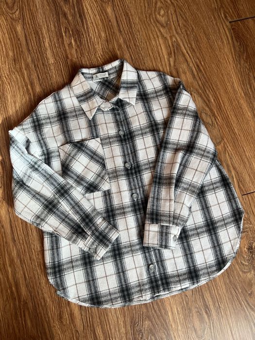 Тепла флісова сорочка XS оверсайз, картата сорочка в клітинку