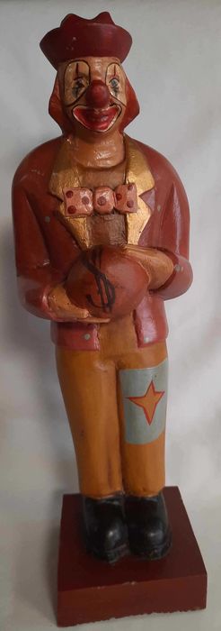 Klaun Stara Rzeźba Drewno Stara Zabawka Vintage V