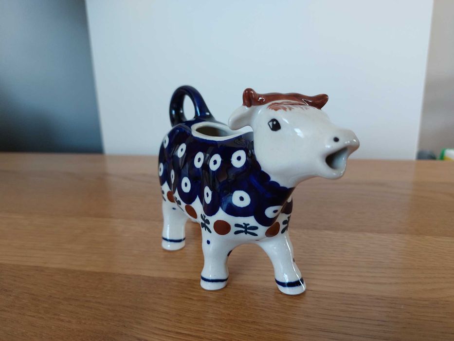 Krówka do mleka, zestaw do oliwy i octu, Bolesławiec, ceramika