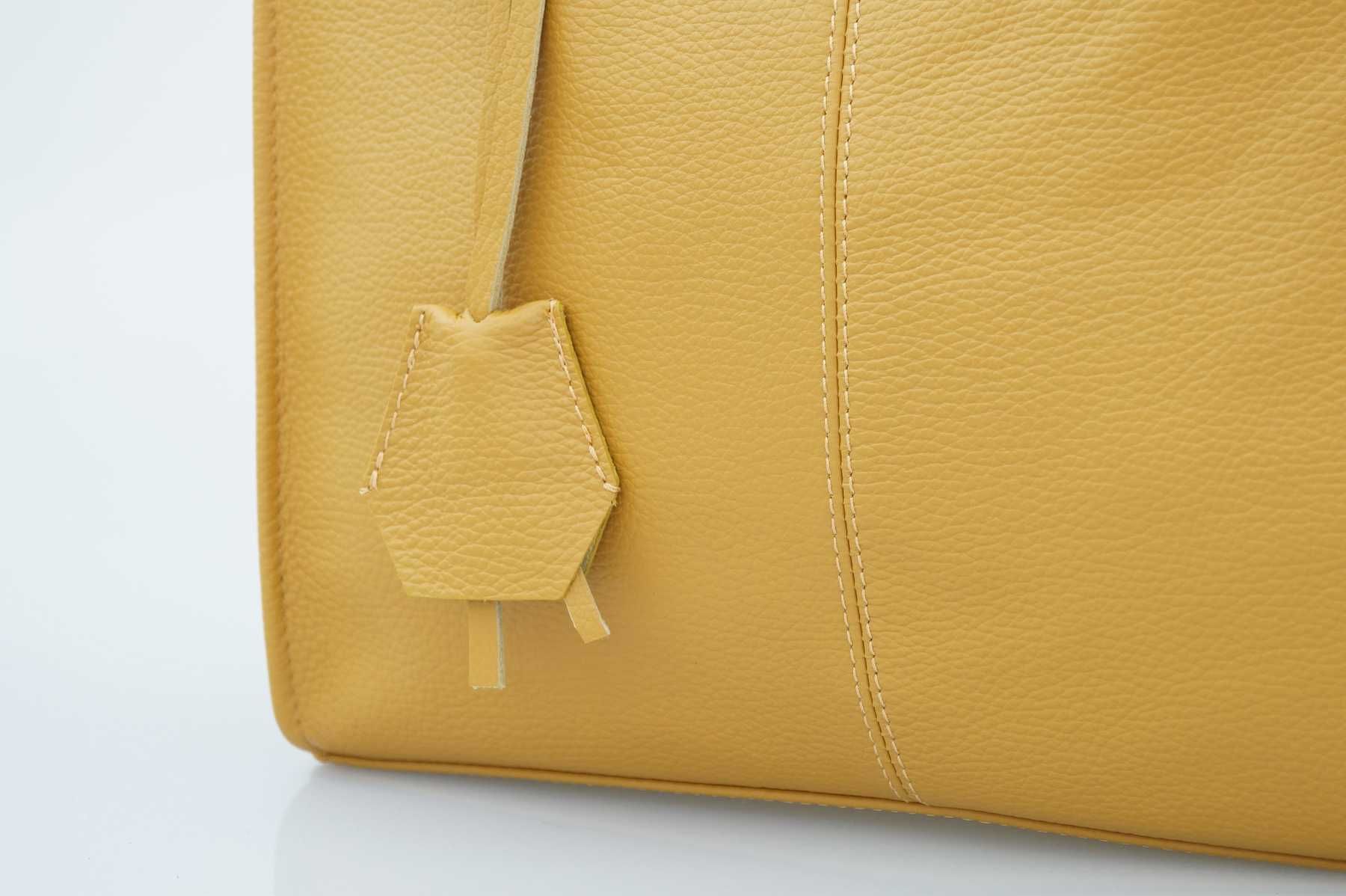VERA PELLE torebka damska skórzana shopper na ramię V074 c.fioletowa