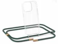 Plecki ZhinkArts do Apple iPhone 14 Pro bezbarwny zielony sznurek etui