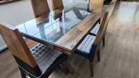 Stół drewno szkło