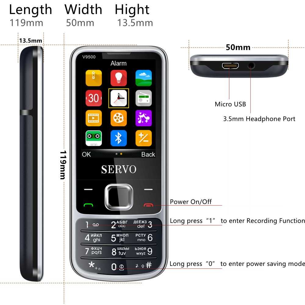 SERVO V9500 телефон мобильный с 4 SIM-картами, и русская клавиатура