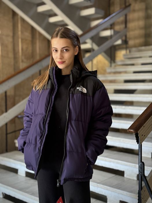 Шикарна зимова унісекс  куртка пуховик TNF зе норс фейс фіолетова