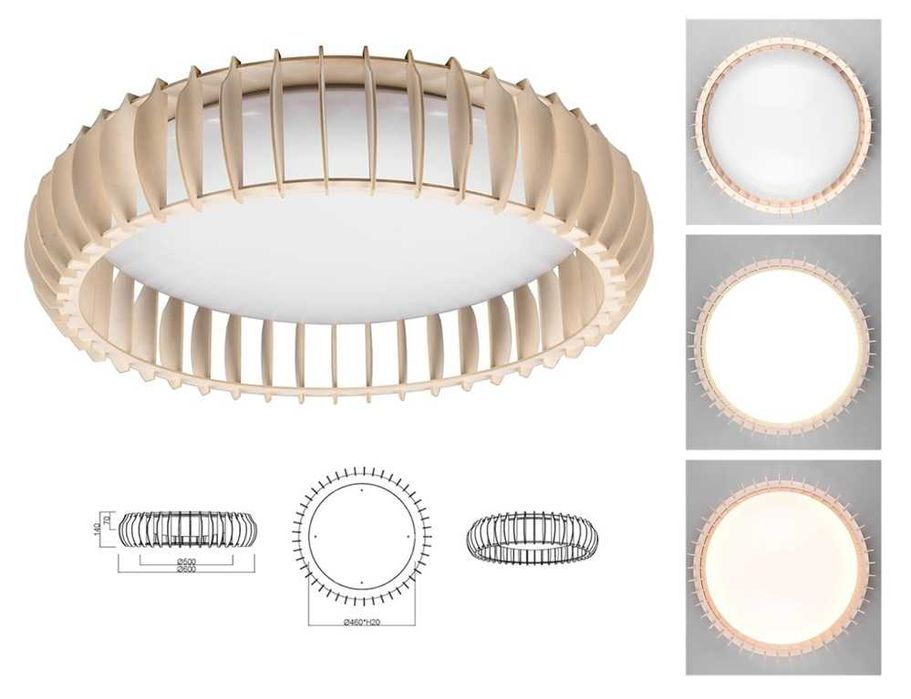Reality Plafão LED madeira e plástico branco (280)