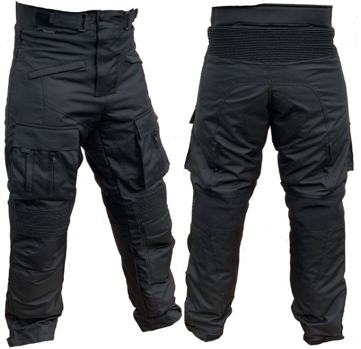 Spodnie tekstylne Motocyklowe Czarne Różne rozmiary z Protektorami