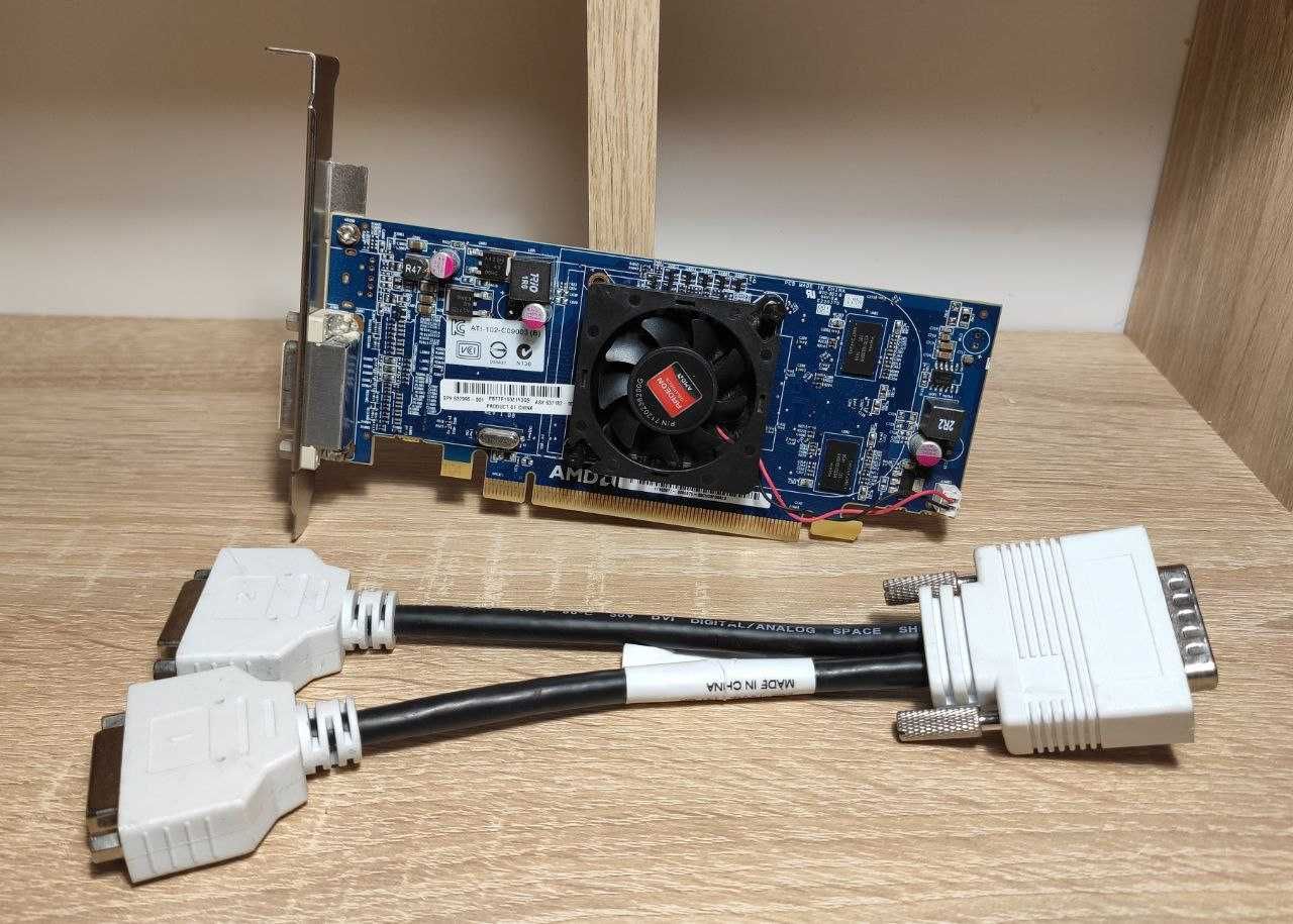 робоча карточка HD6350 на 512мб ддр3 + перехідник на dvi