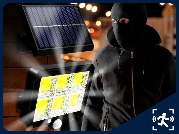 Lampa solarna z czujnikiem ruchu zmierzchu LED ogrodowa + pilot