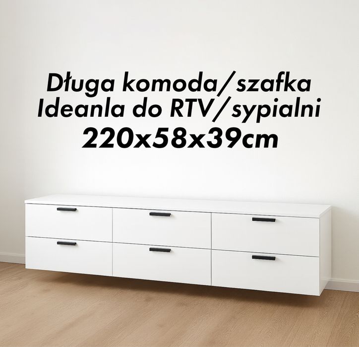 Komoda Długa 220x58x39cm Szafka RTV/Sypialnia Wisząca Szuflada