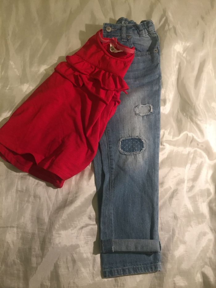 NOWE Spodnie jeansy boyfriend style 7 lat + bluzeczka HM h&M