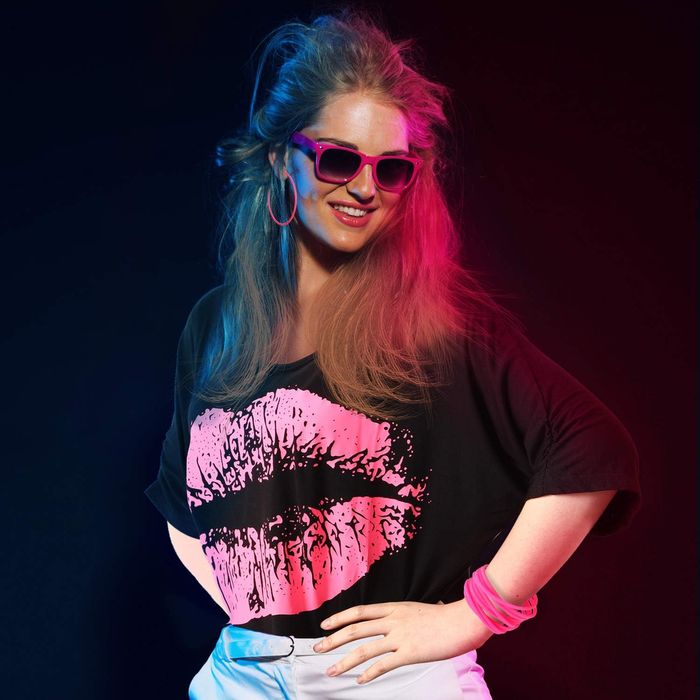 Strój retro 80's z akcesoriami dla kobiet Rozmiar Xxl