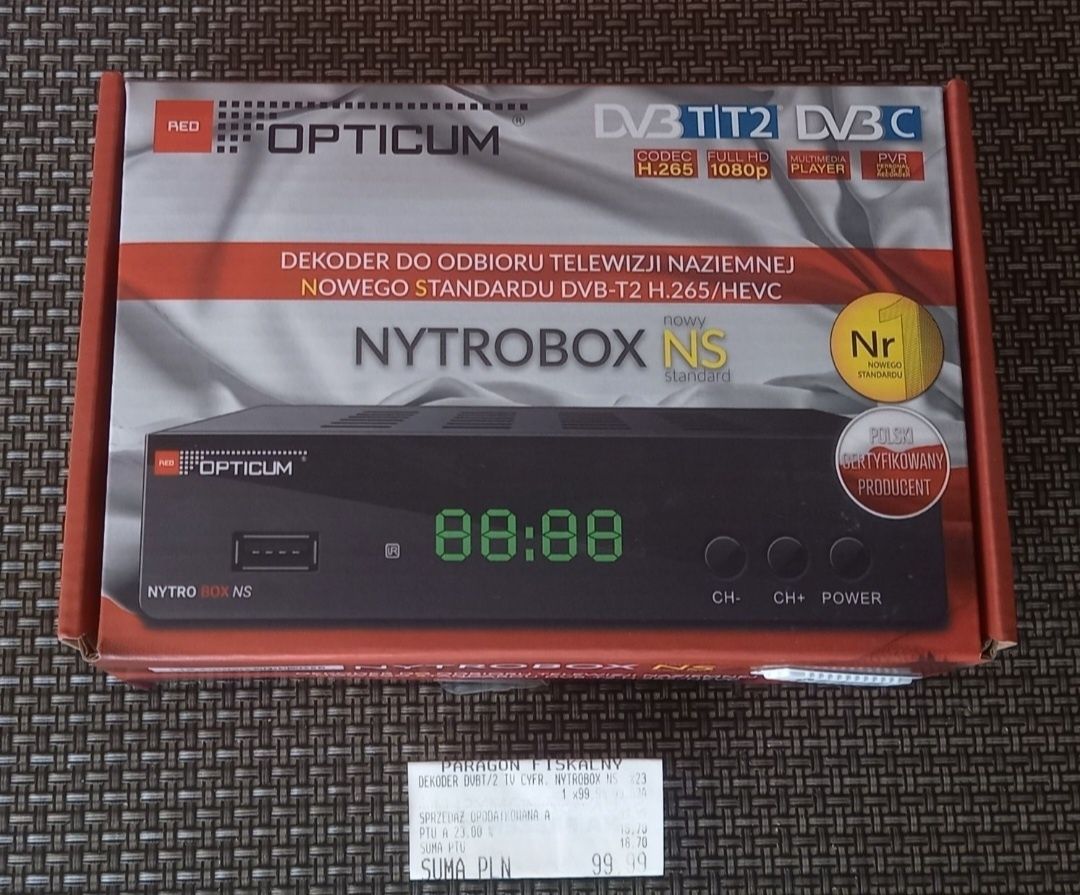 Dekoder Tuner TV - Opticum Nytrobox NS-DVB-T2
Dekoder/Tuner TV - Optic