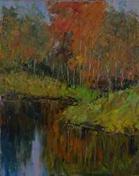 Jesień nad rzeką - Olej na płótnie (50 X 40)
