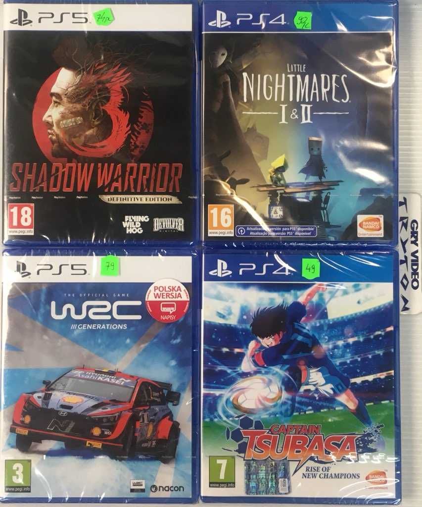 Gry PS4/PS5 Shadow Warrior 3 Captain Tsubasa WRC Little Nightmares