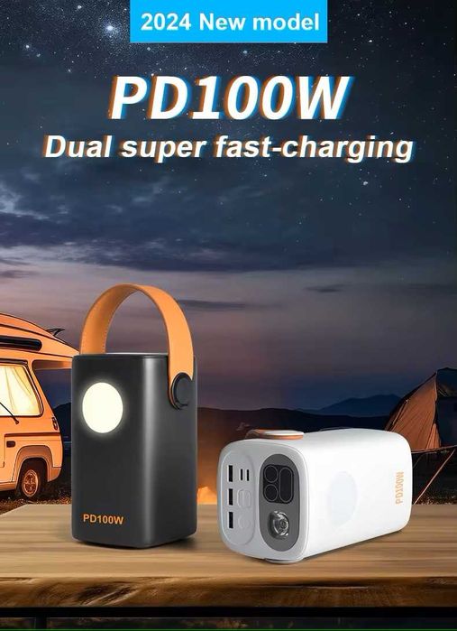 Повербанк ETU100 60000маг Type-C 100W з ліхтарем, 2*USB-C/3*USB-A