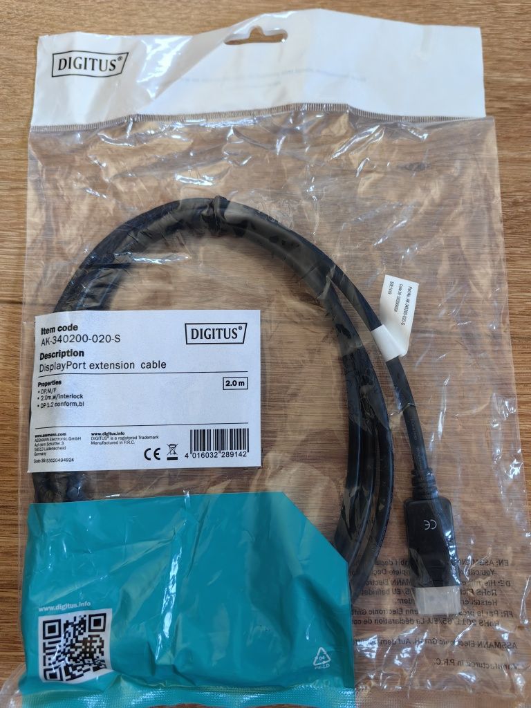 Przedłużacz displayport, DP-DP Digitus, 2m, 5szt, jakość!