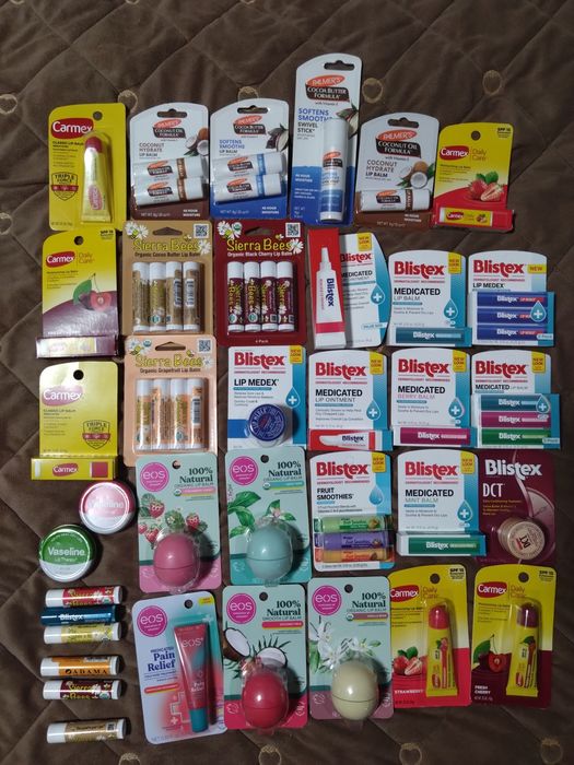 Органічні бальзами,Carmex, EOS, Palmer's,Blistex,Sierra Bees