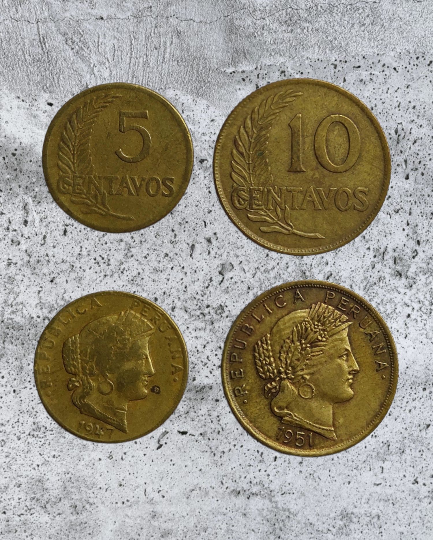 Zestaw monet Peru lata 40 50 numizmatyka centavos ameryka wojna antyk