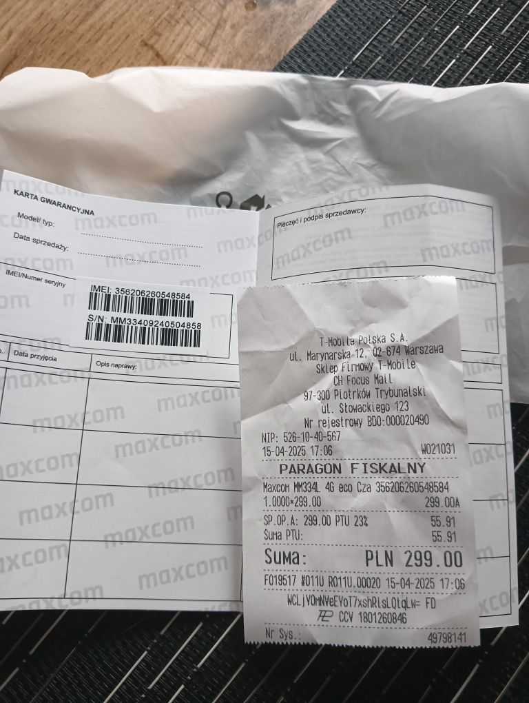 Telefon komórkowy senior maxcom MM334 dla seniorów, nowy