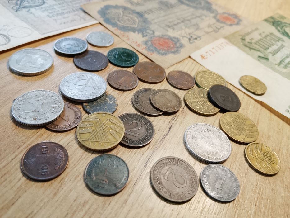 Monety Przedwojenne + Banknoty Cesarstwo Niemieckie Weimar III Rzesza