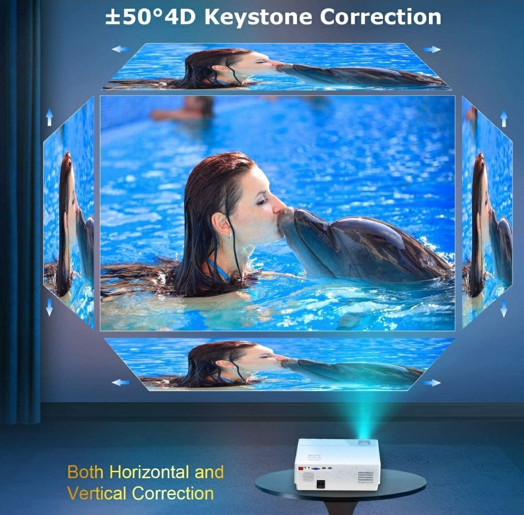 Projetor led 9000 lumens + 1080P NATIVA REAL + Keystone digital 4D /4k