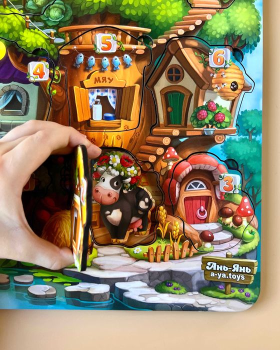 Трехслойный вкладыш "Где чей домик на дереве?"