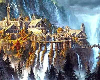 Картини за номерами з краєвидом: гори, лісові будинки, водоспади, поле