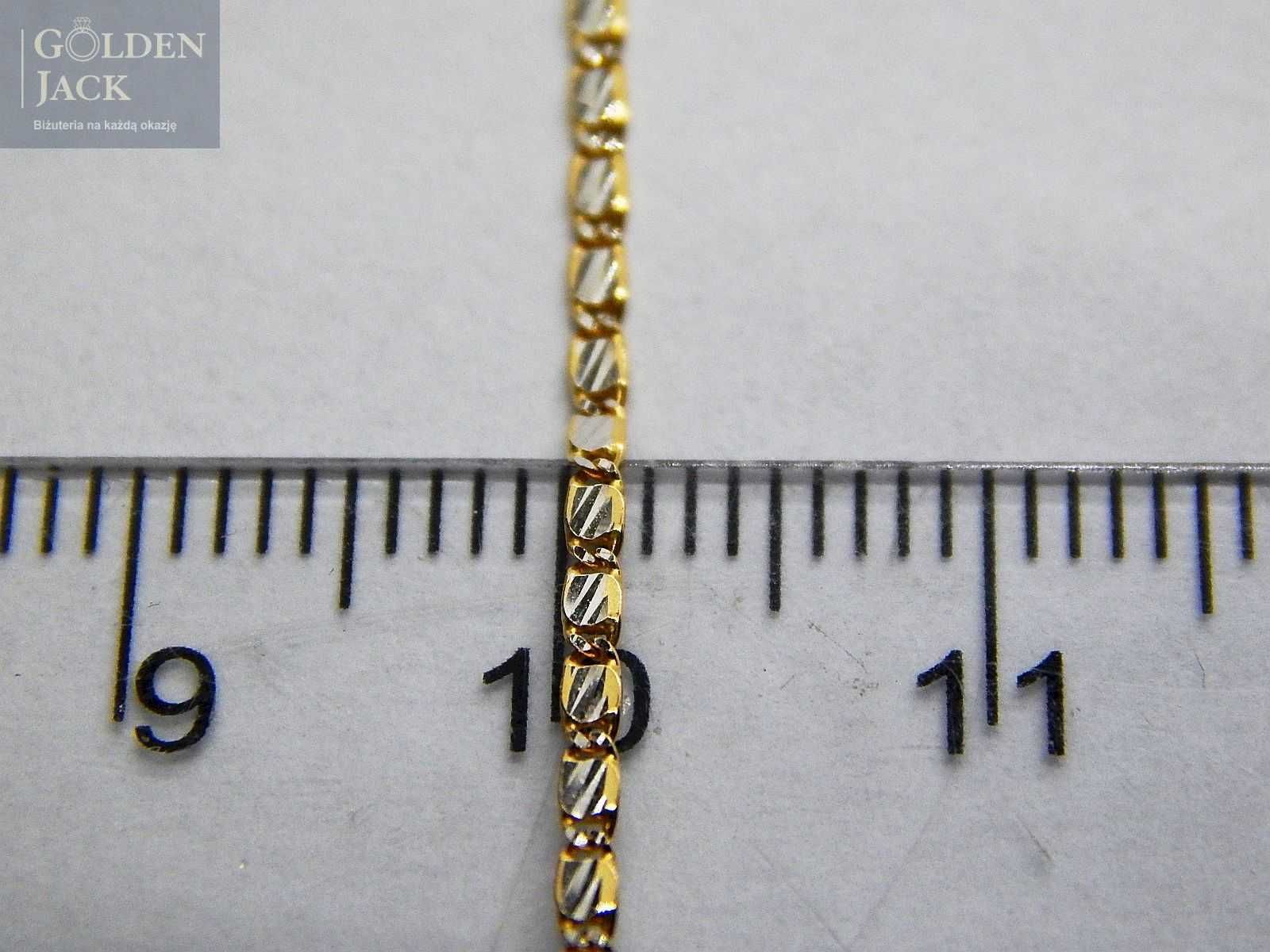 Złoty łańcuszek Blaszki linka białe złoto pr. 585 długość 50 cm 3,14 g