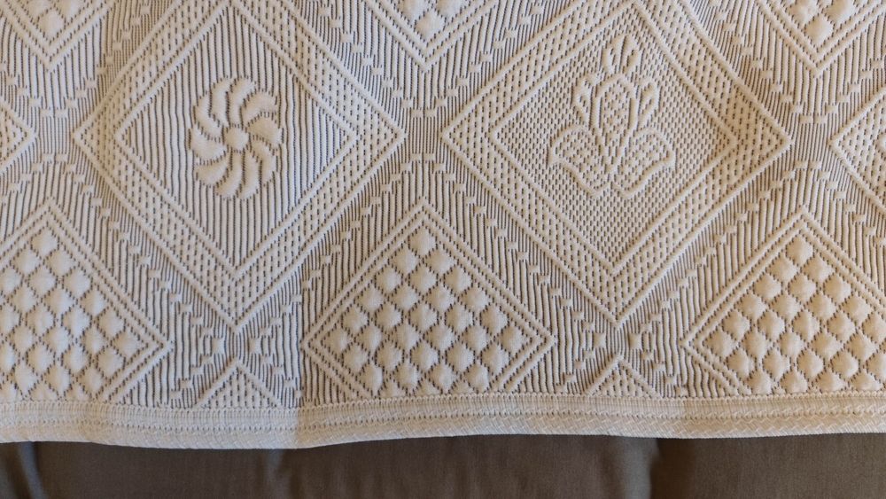 Bonita colcha algodão em tons de  azul