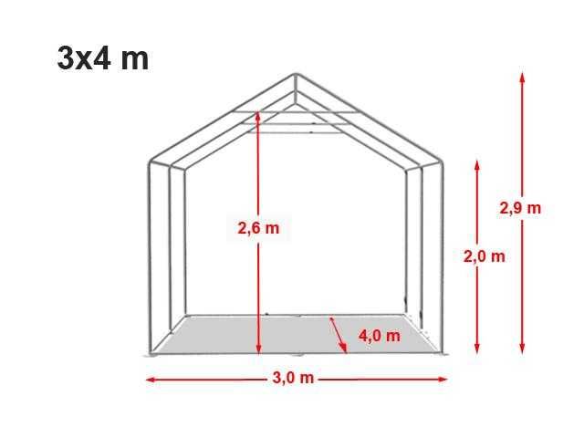 3x4m Namiot gospodarczy, ogrodowy, schowek, PVC biały, gratis wysyłka