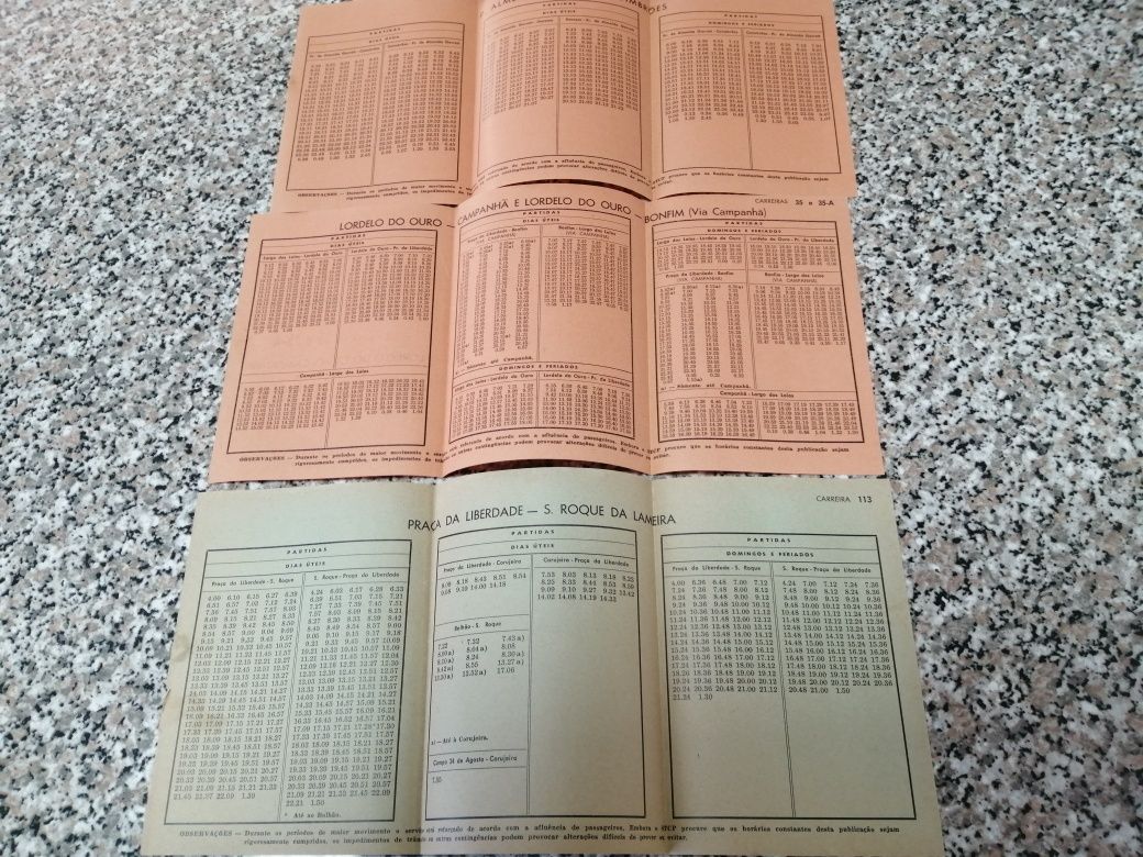 Horários dos autocarros do ano 1967