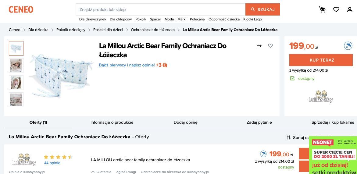 Nowy ochraniacz na łóżeczko 70x140 La Millou Arctic Bear Family Taniej