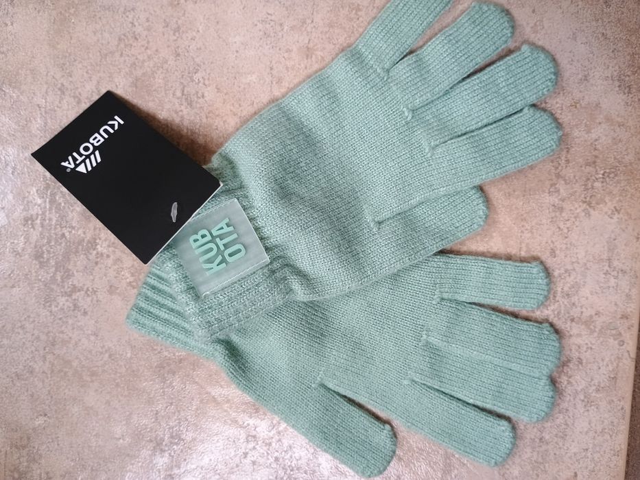 Rękawiczki zimowe jesienne Kubota miętowe niebieskie  50% wiskoza