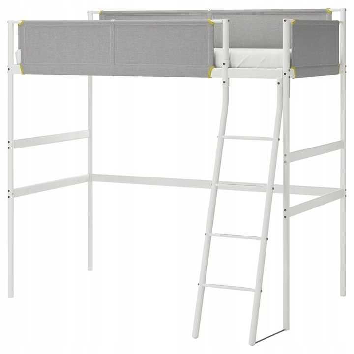 Łóżko piętrowe rama IKEA VITVAL biała jasno szary 90x200cm z materacem