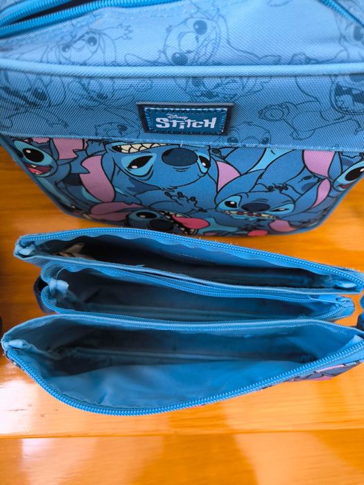 Conjunto escolar mochila+lancheira+estojo STITCH