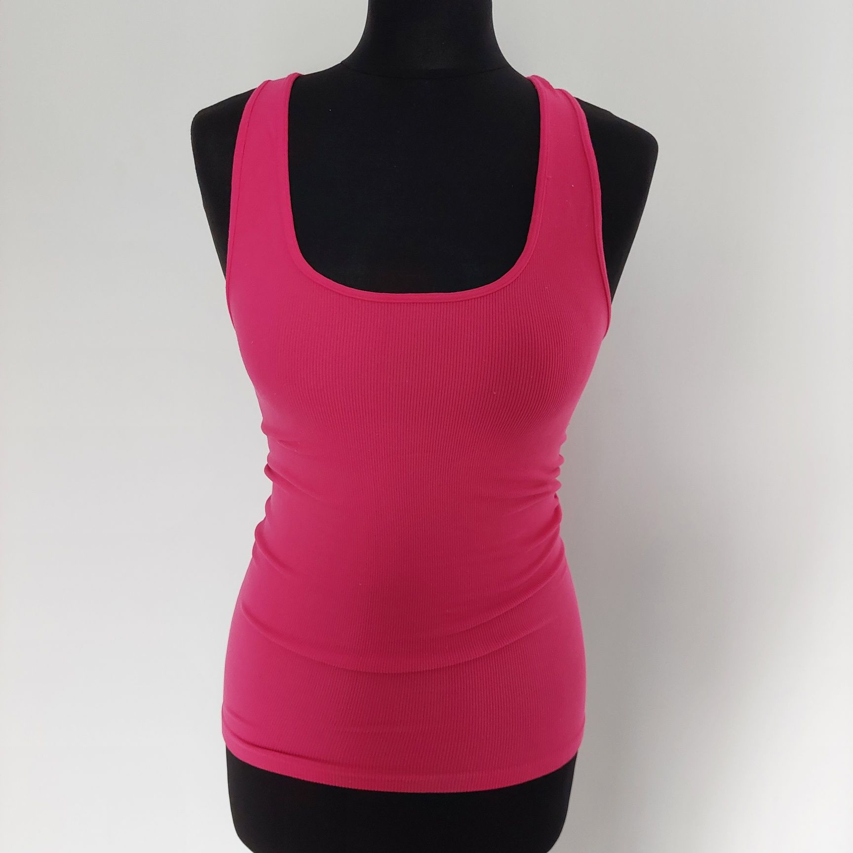 Top damski prążkowany różowy, blue chic, Xs