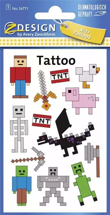 Tatuaże dla dzieci - Piksele. Zdesign