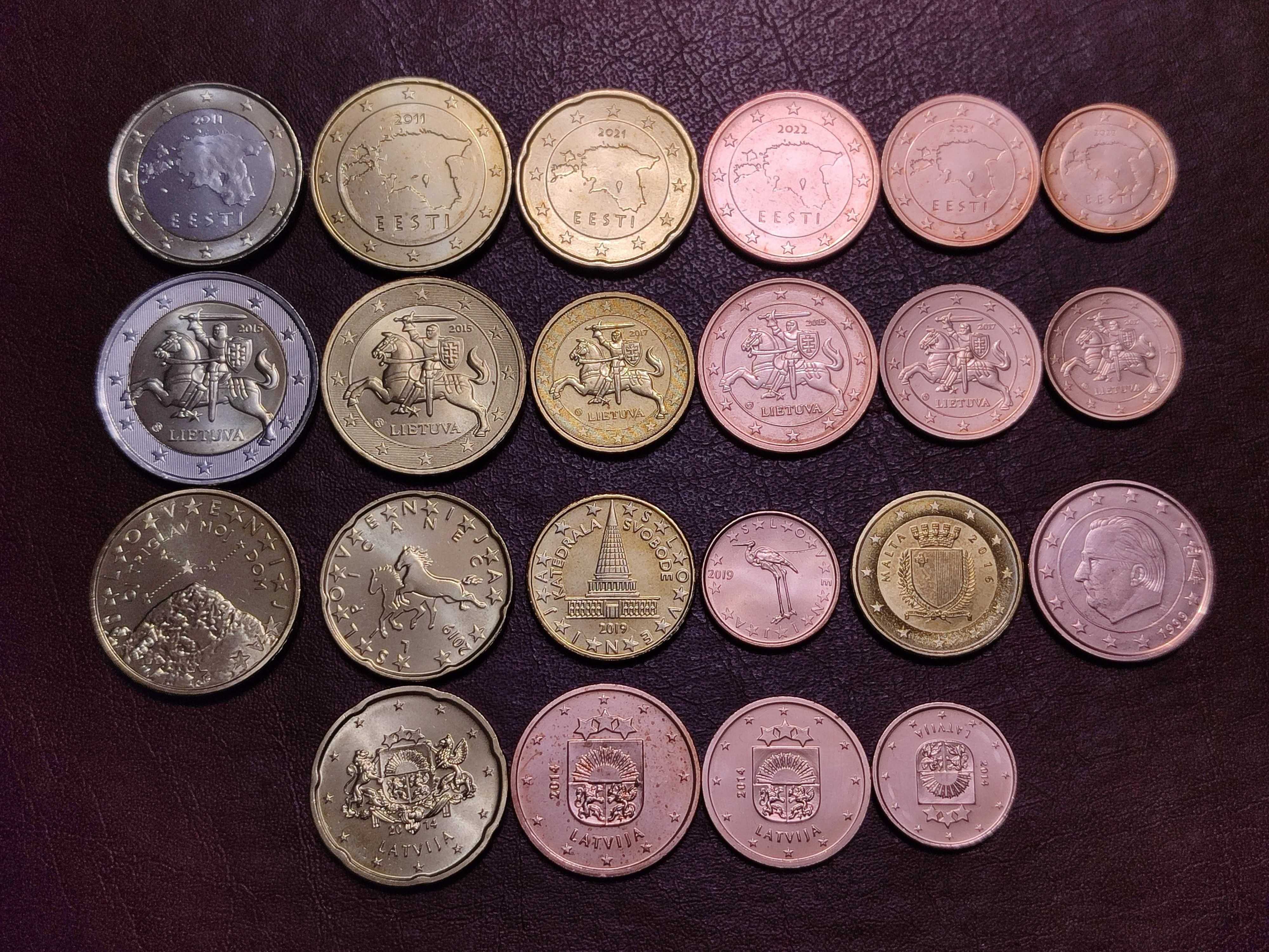 Монеты евро стран Балтии, Мальты, Словении и Бельгии