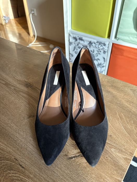 Лодочки чорні, натуральна замша H&M, розмір 38